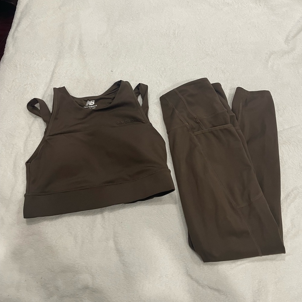New Balance Brown Women Pants & Sports Bra Set